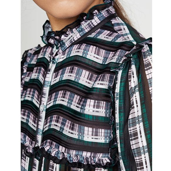 Jason Wu Striped Plaid Ruffle Blouse - Picture 10 of 15